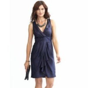 Banana Republic Blue Silk Faux Wrap Cocktail Dress